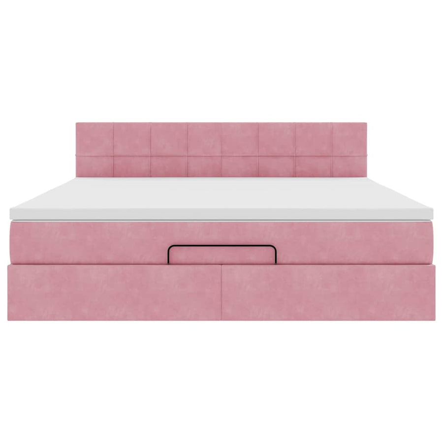 Ottoman bed met matras 180x200 cm fluweel roze
