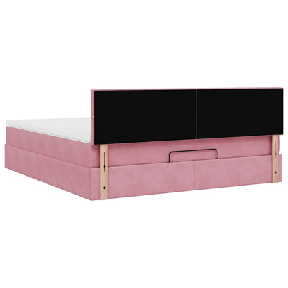 Ottoman bed met matras 180x200 cm fluweel roze