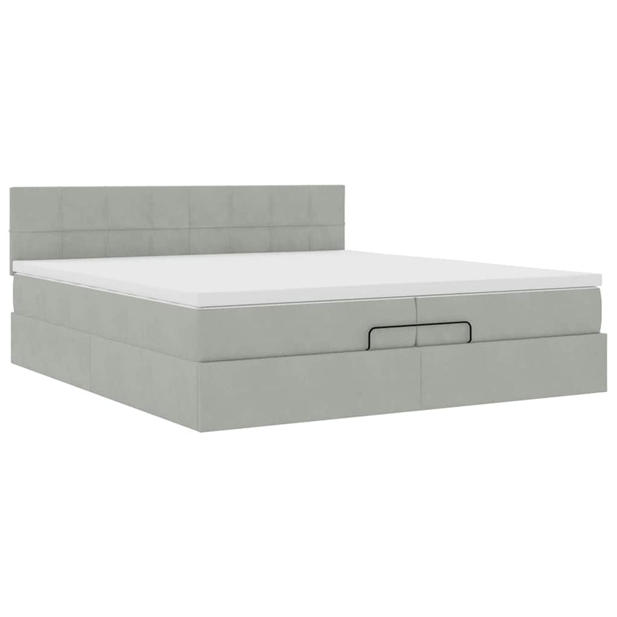 Ottoman bed met matras 200x200 cm fluweel lichtgrijs