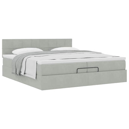 Ottoman bed met matras 200x200 cm fluweel lichtgrijs