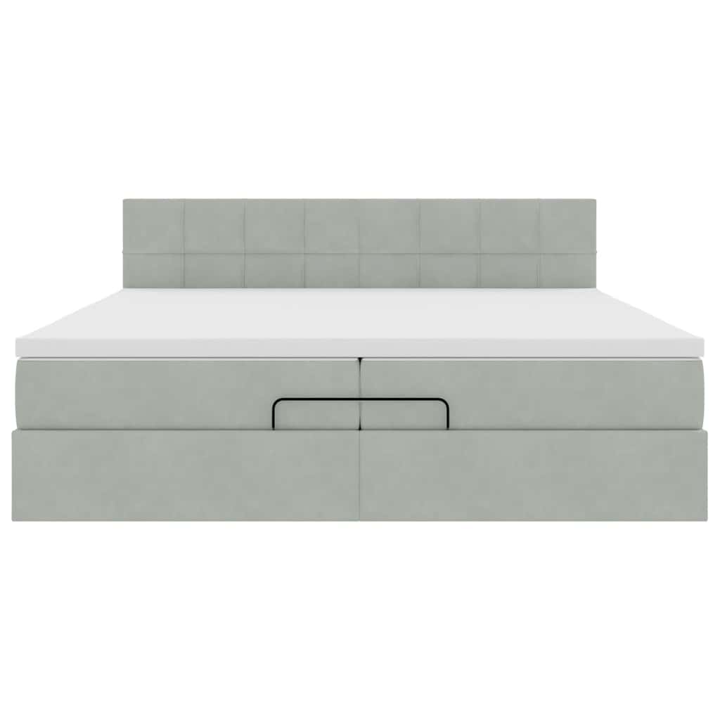 Ottoman bed met matras 200x200 cm fluweel lichtgrijs