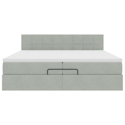 Ottoman bed met matras 200x200 cm fluweel lichtgrijs
