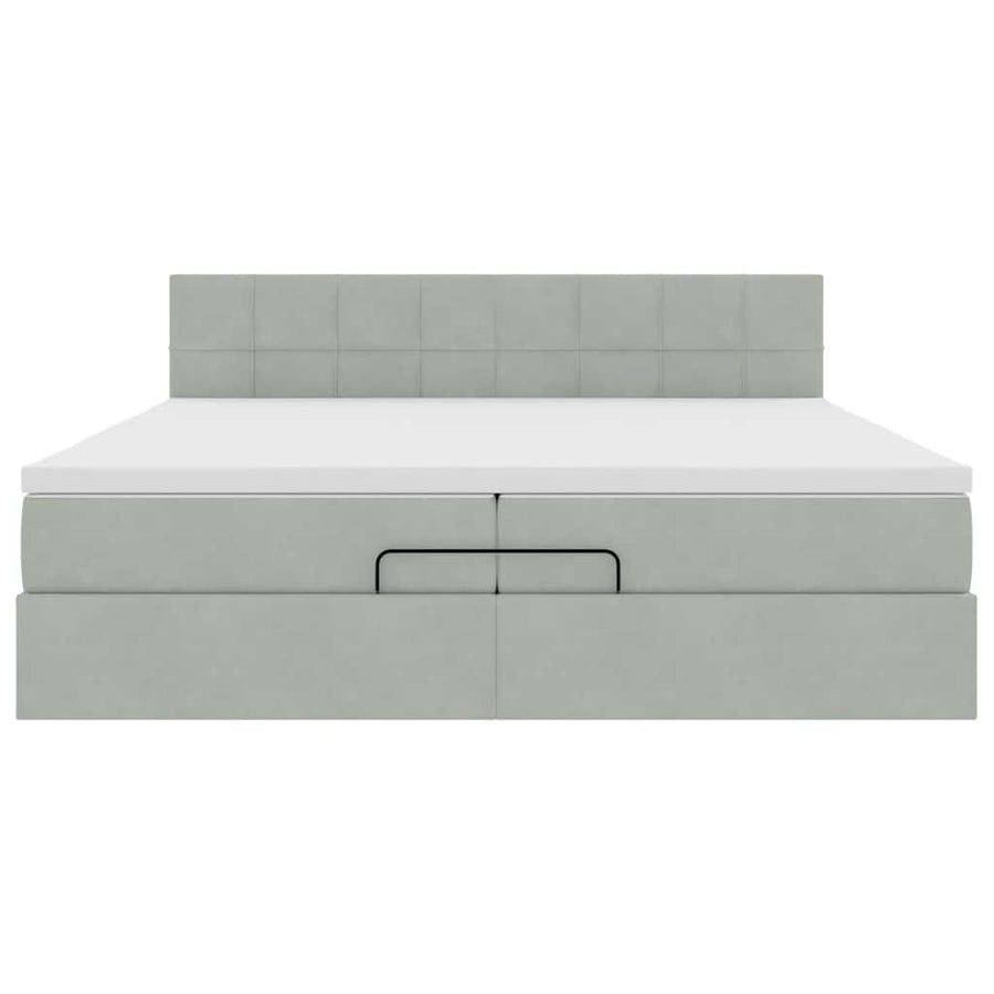 Ottoman bed met matras 200x200 cm fluweel lichtgrijs