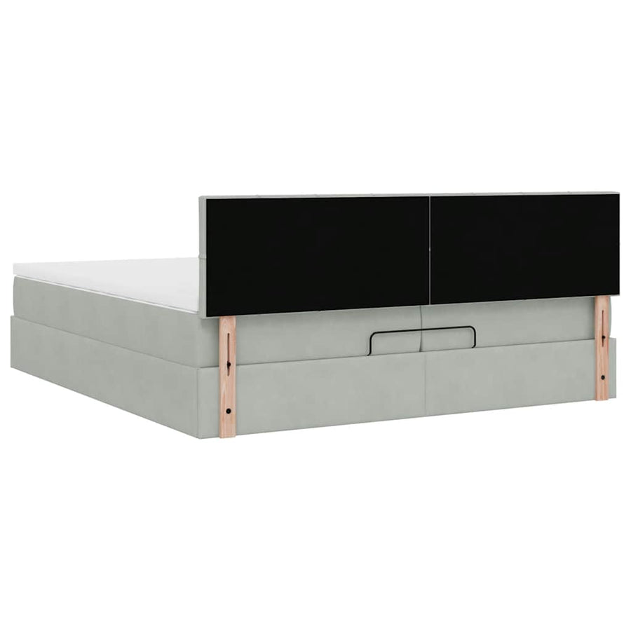 Ottoman bed met matras 200x200 cm fluweel lichtgrijs