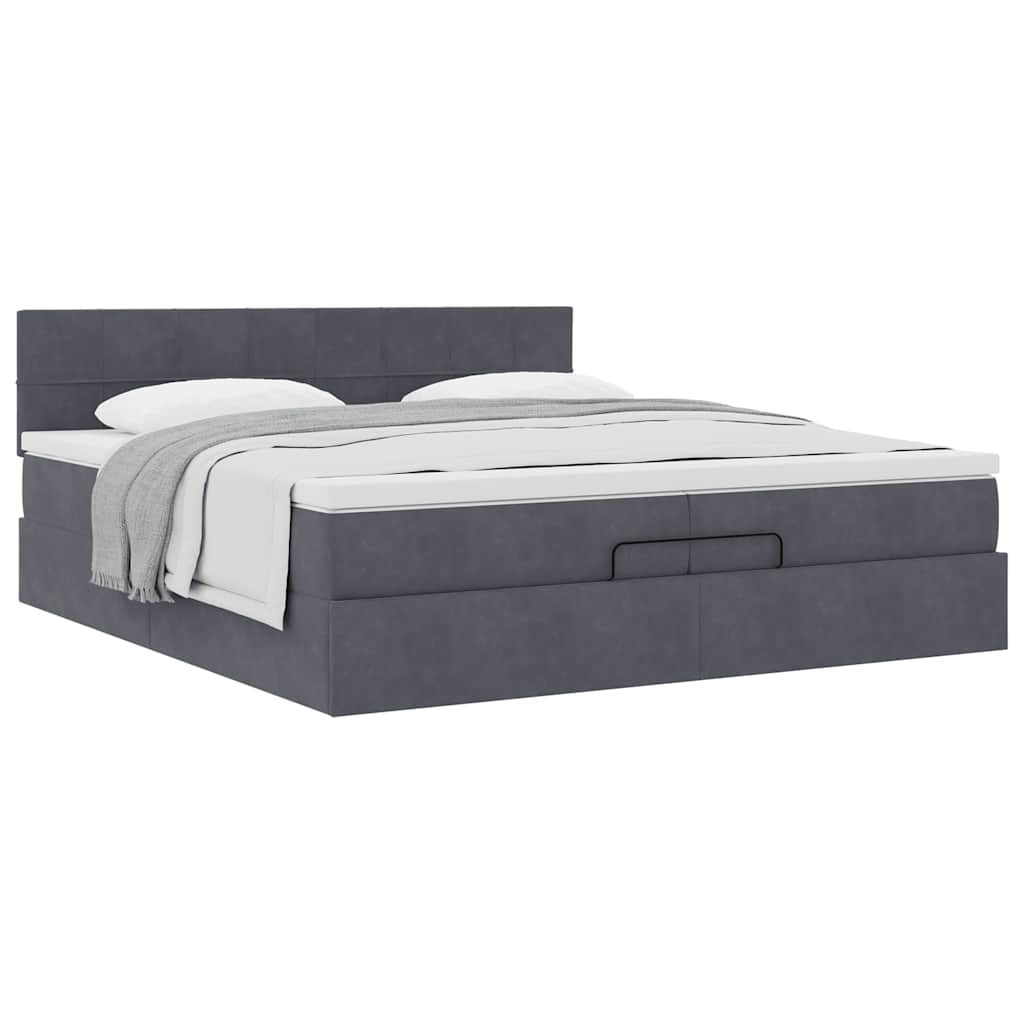 Ottoman bed met matras 200x200 cm fluweel donkergrijs