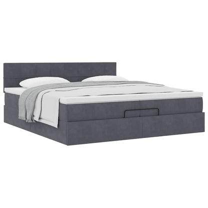 Ottoman bed met matras 200x200 cm fluweel donkergrijs