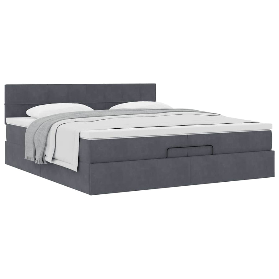 Ottoman bed met matras 200x200 cm fluweel donkergrijs