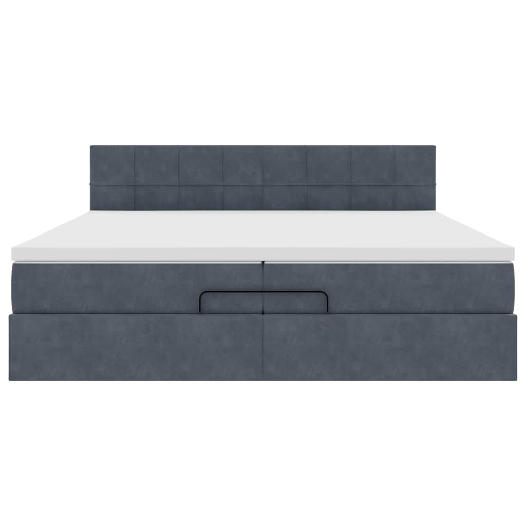 Ottoman bed met matras 200x200 cm fluweel donkergrijs