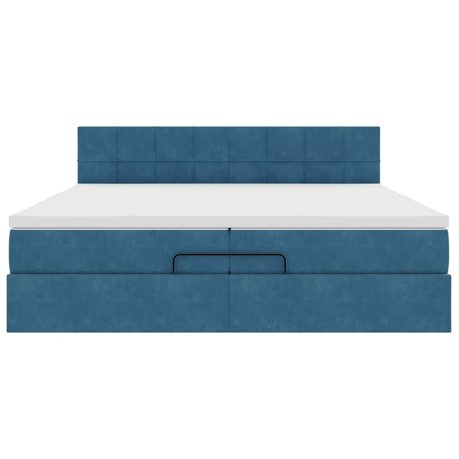 Ottoman bed met matras 200x200 cm fluweel donkerblauw