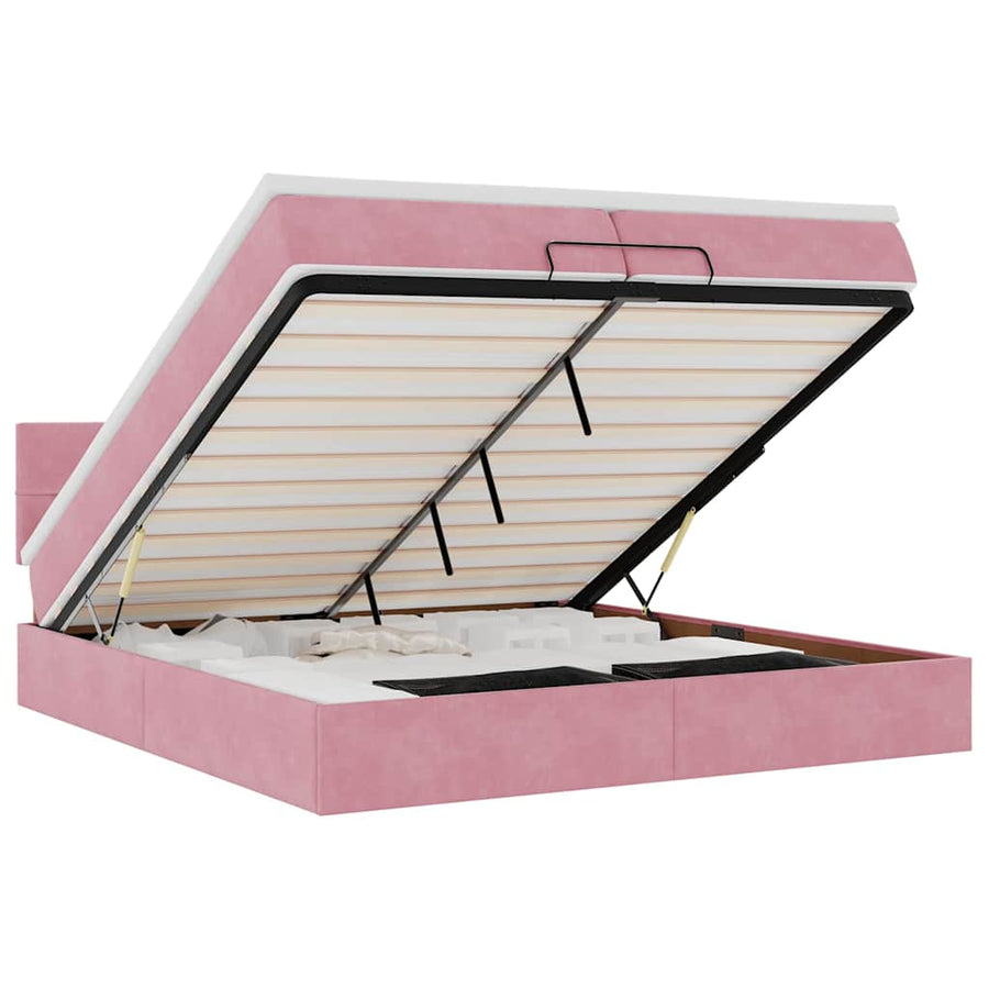 Ottoman bed met matras 200x200 cm fluweel roze