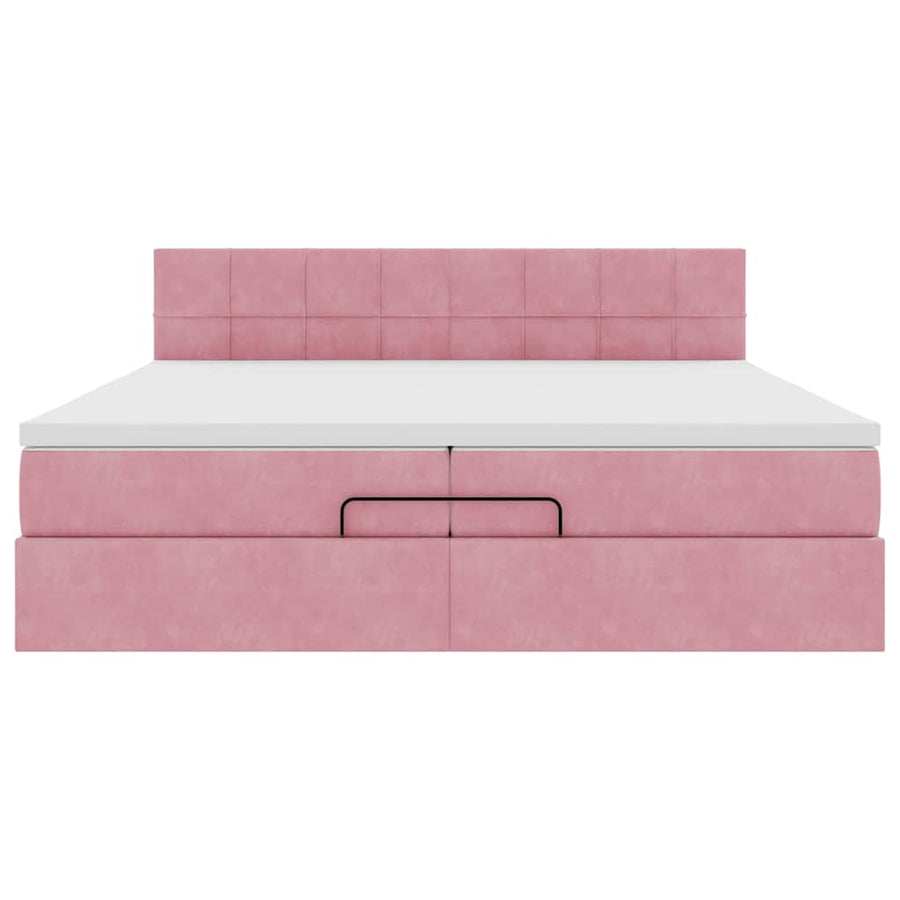 Ottoman bed met matras 200x200 cm fluweel roze
