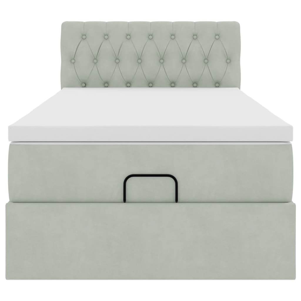 Ottoman bed met matras 80x200cm fluweel lichtgrijs