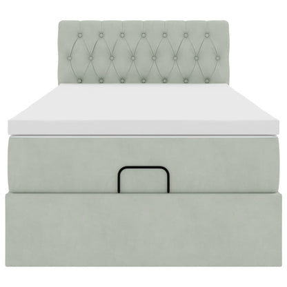 Ottoman bed met matras 80x200cm fluweel lichtgrijs