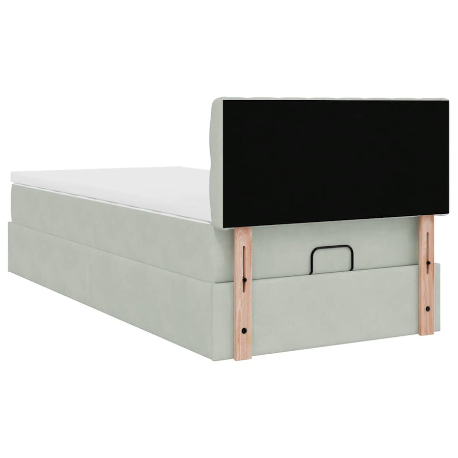 Ottoman bed met matras 80x200cm fluweel lichtgrijs