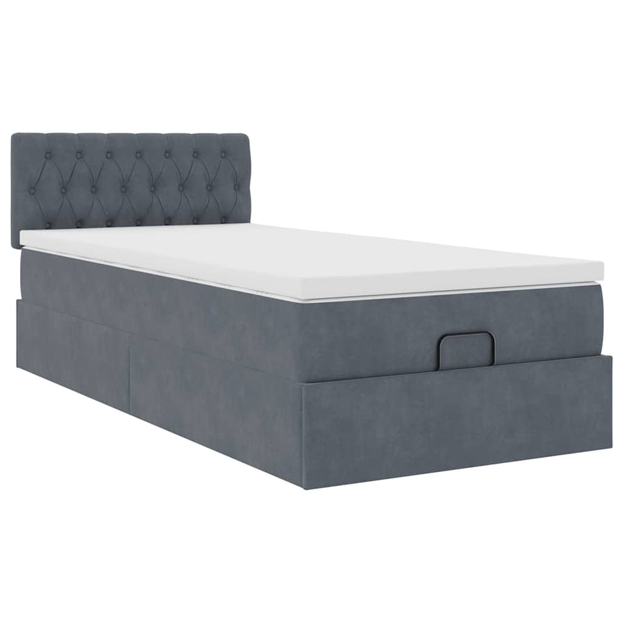 Ottoman bed met matras 80x200cm fluweel donkergrijs