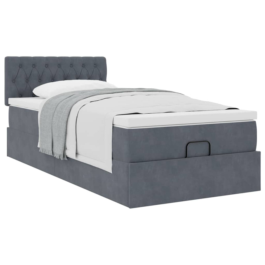 Ottoman bed met matras 80x200cm fluweel donkergrijs