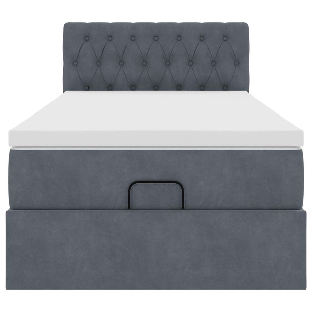 Ottoman bed met matras 80x200cm fluweel donkergrijs