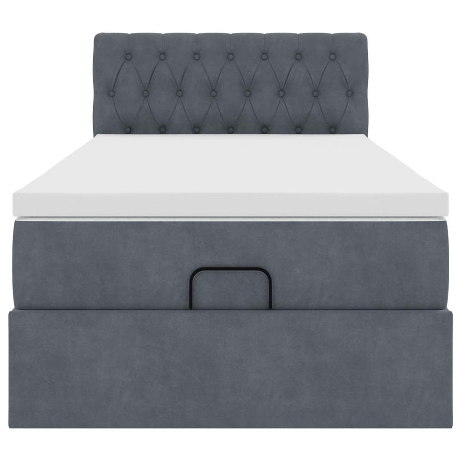 Ottoman bed met matras 80x200cm fluweel donkergrijs