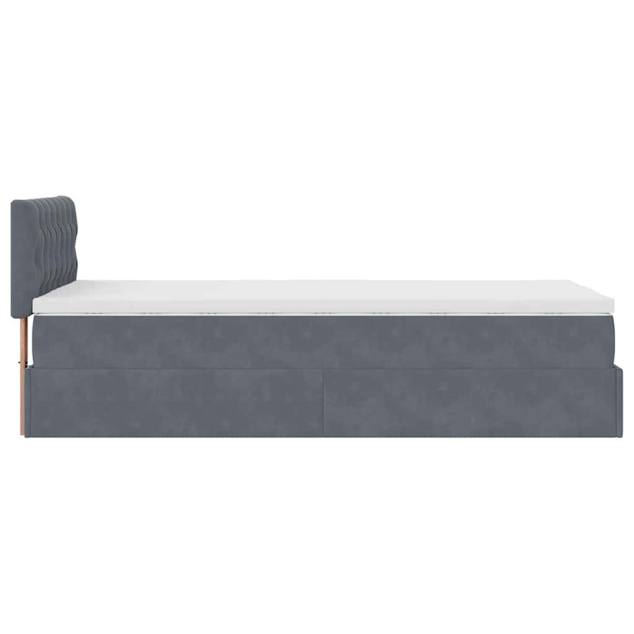Ottoman bed met matras 80x200cm fluweel donkergrijs