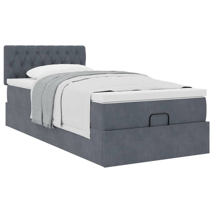 Ottoman bed met matras 80x200cm fluweel donkergrijs