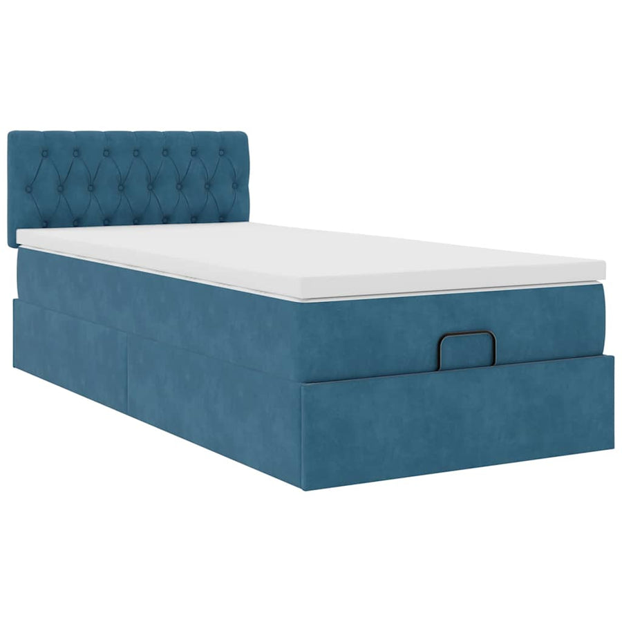 Ottoman bed met matras 80x200cm fluweel donkerblauw