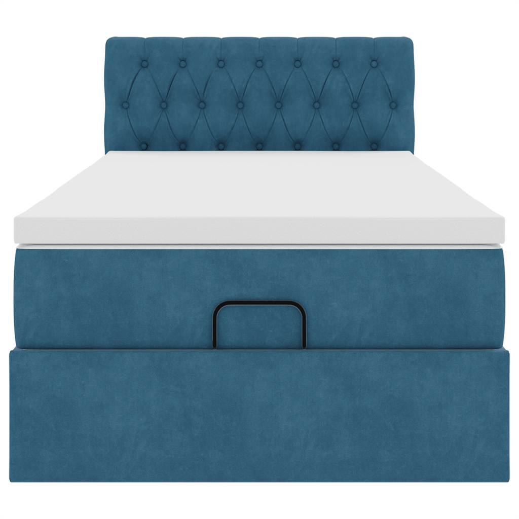 Ottoman bed met matras 80x200cm fluweel donkerblauw
