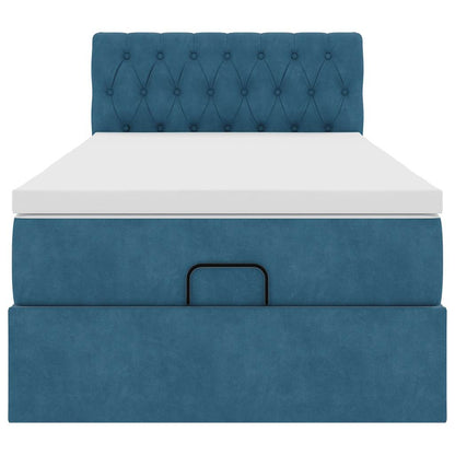 Ottoman bed met matras 80x200cm fluweel donkerblauw