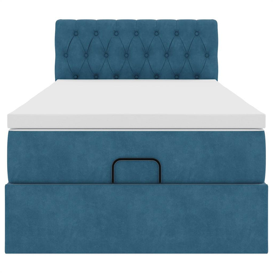 Ottoman bed met matras 80x200cm fluweel donkerblauw