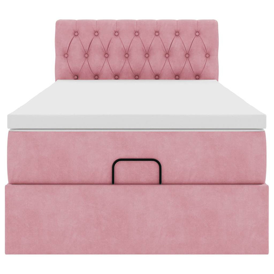 Ottoman bed met matras 80x200cm fluweel roze