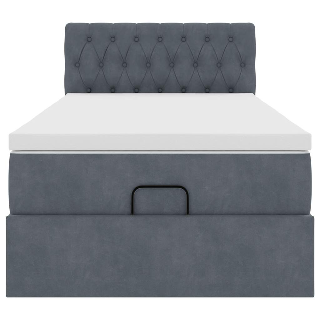 Ottoman bed met matras 90x190cm fluweel donkergrijs