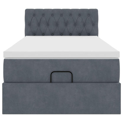 Ottoman bed met matras 90x190cm fluweel donkergrijs