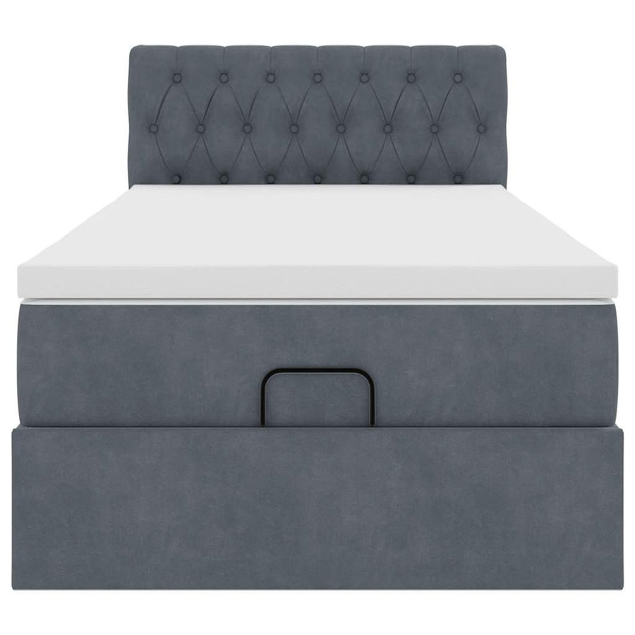 Ottoman bed met matras 90x190cm fluweel donkergrijs