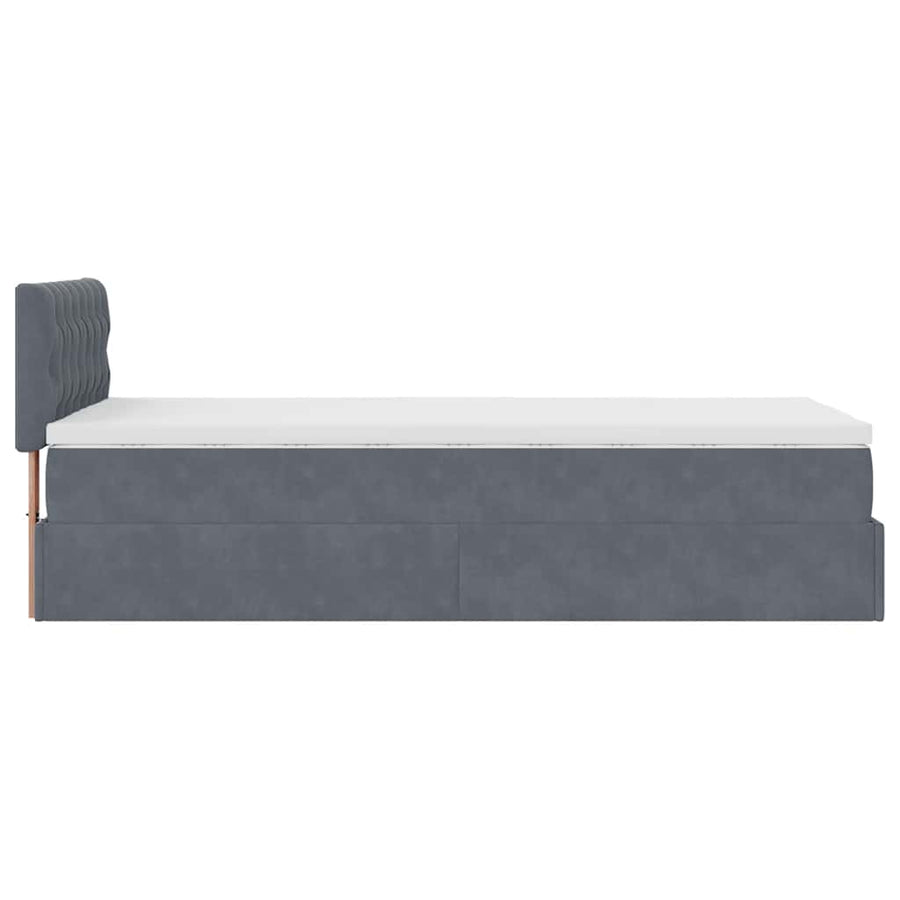 Ottoman bed met matras 90x190cm fluweel donkergrijs