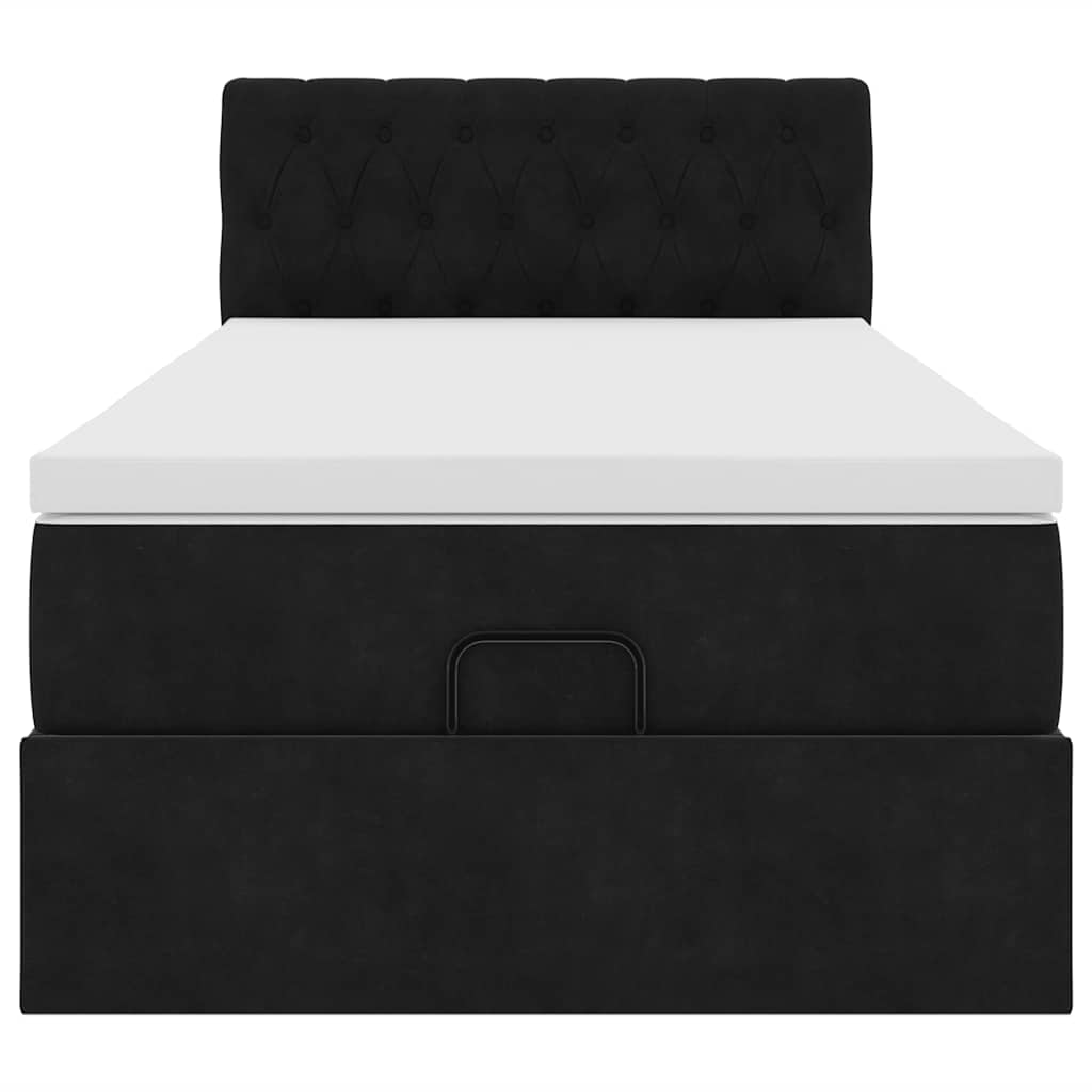 Ottoman bed met matras 90x190cm fluweel zwart