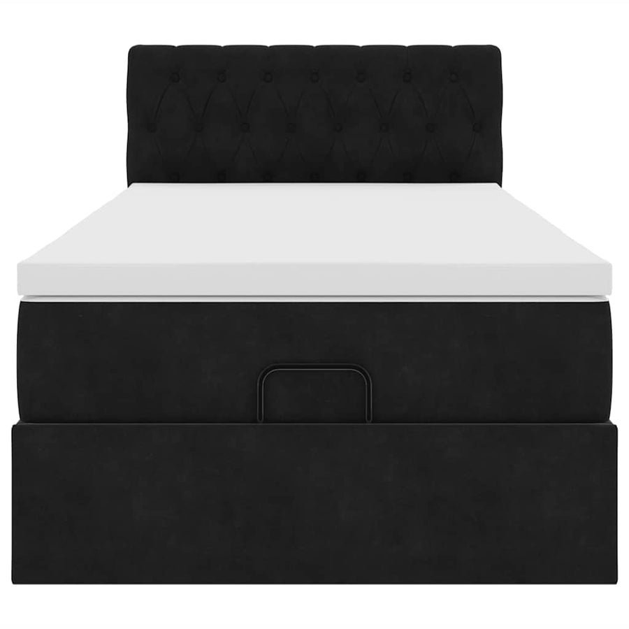 Ottoman bed met matras 90x190cm fluweel zwart