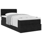 Ottoman bed with mattress 90x190cm velvet black