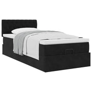 Ottoman bed met matras 90x190cm fluweel zwart