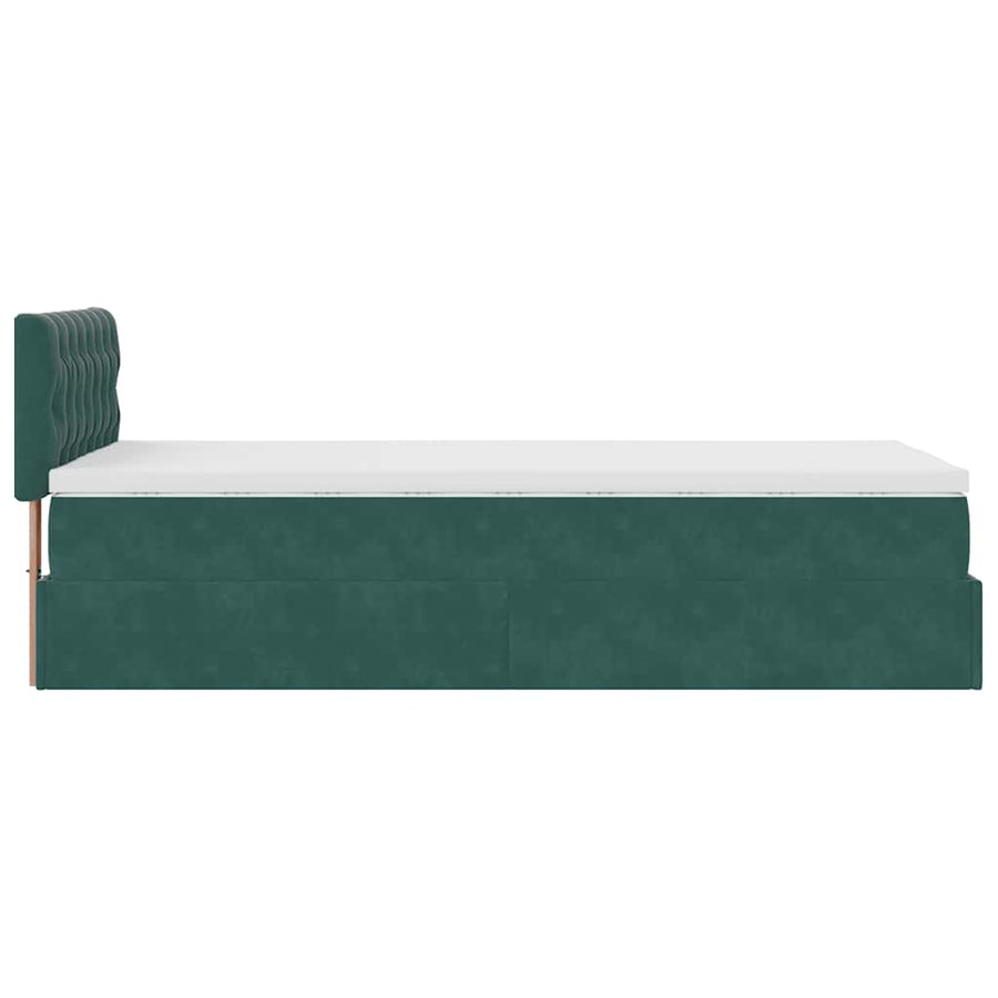 Ottoman bed met matras 90x190cm fluweel donkergroen