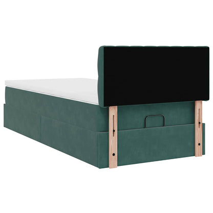 Ottoman bed met matras 90x190cm fluweel donkergroen