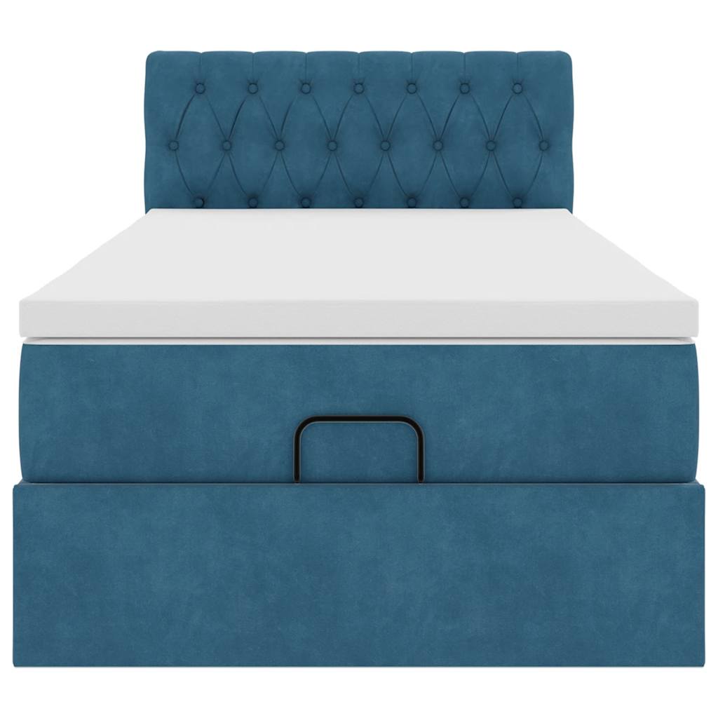 Ottoman bed met matras 90x190cm fluweel donkerblauw
