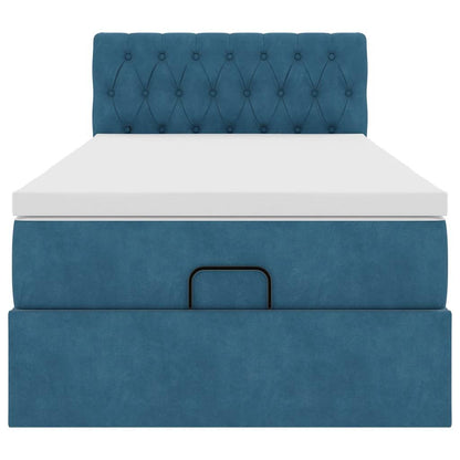 Ottoman bed met matras 90x190cm fluweel donkerblauw