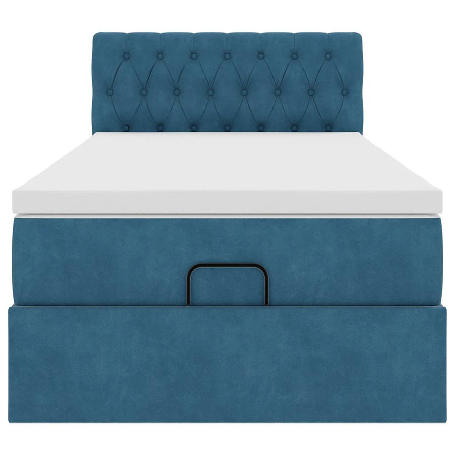 Ottoman bed met matras 90x190cm fluweel donkerblauw