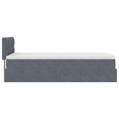 Ottoman bed met matras 90x200cm fluweel donkergrijs