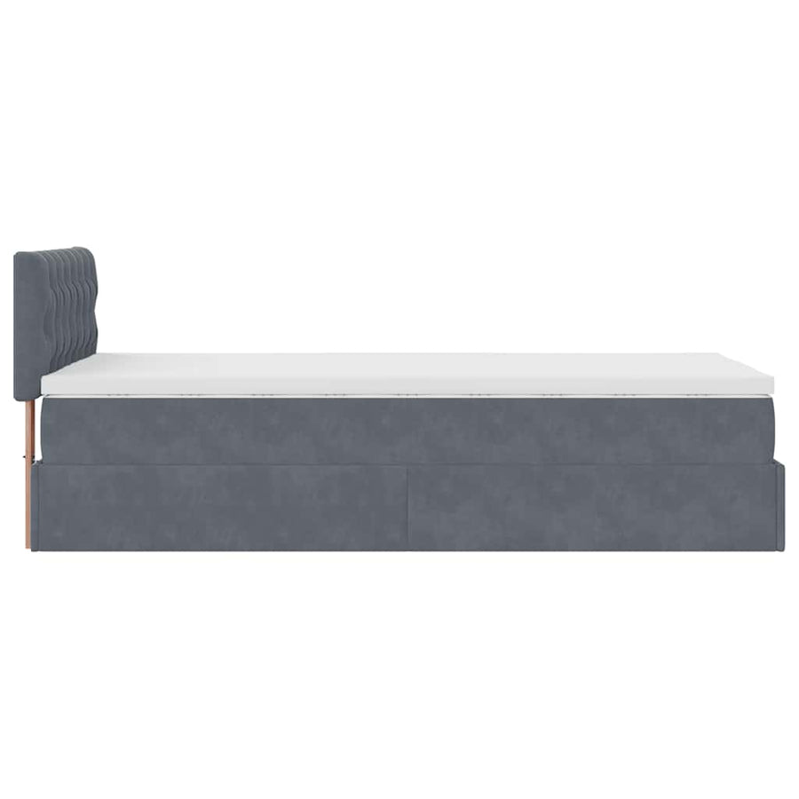 Ottoman bed met matras 90x200cm fluweel donkergrijs