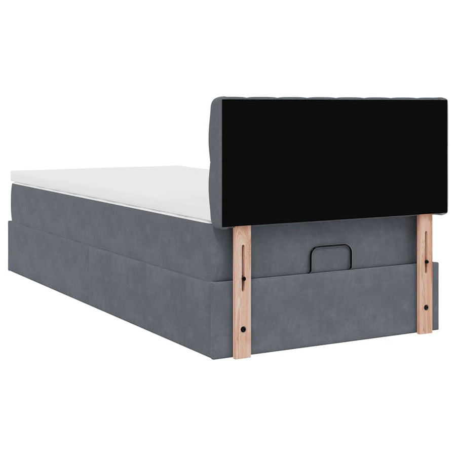 Ottoman bed met matras 90x200cm fluweel donkergrijs