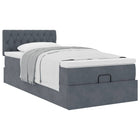Ottoman bed with mattress 90x200cm velvet dark grey