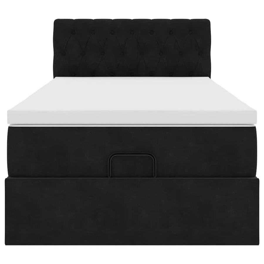 Ottoman bed met matras 90x200cm fluweel zwart
