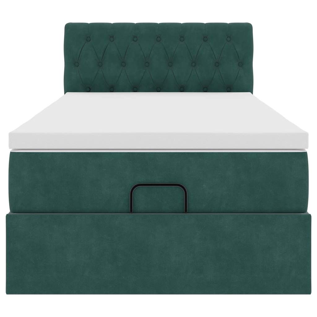 Ottoman bed met matras 90x200cm fluweel donkergroen
