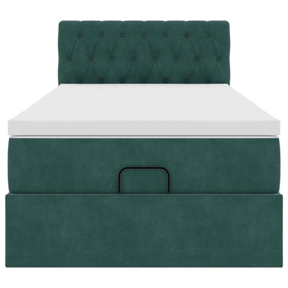 Ottoman bed met matras 90x200cm fluweel donkergroen