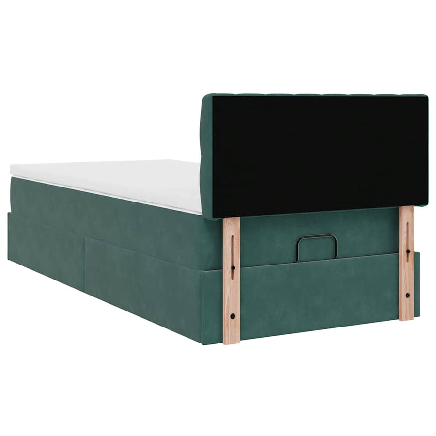 Ottoman bed met matras 90x200cm fluweel donkergroen